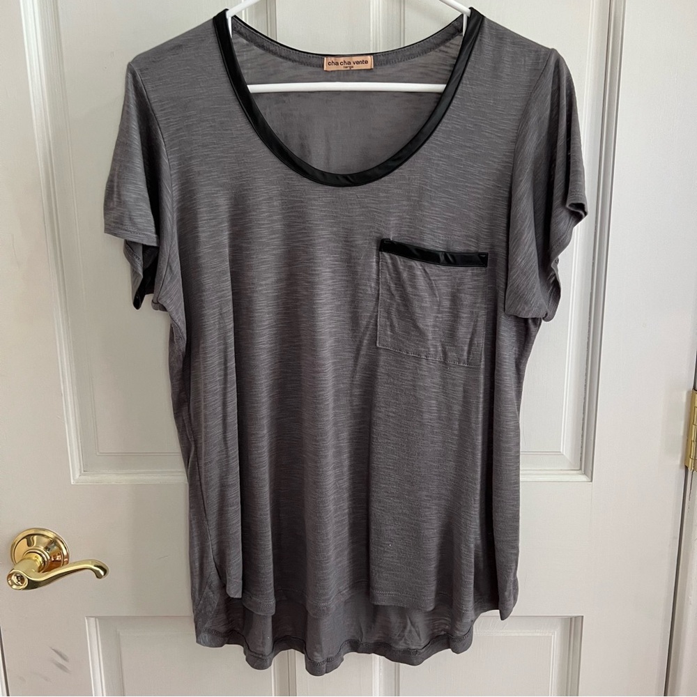 Womens CHA CHA VENTE Grey Sheer Top Size Large